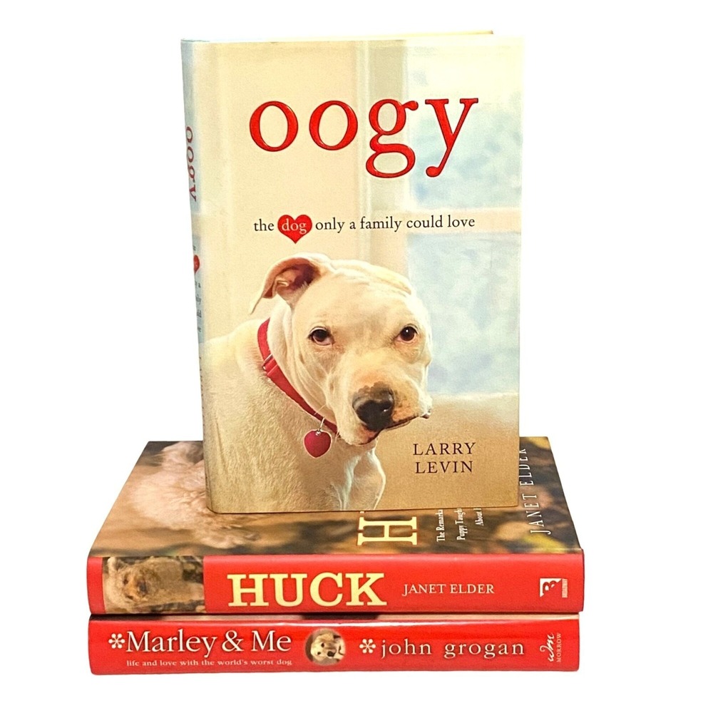 Dog Stories Hardcover Book Lot of 3 Marley Huck Oogy Animal Lover Gift Canines